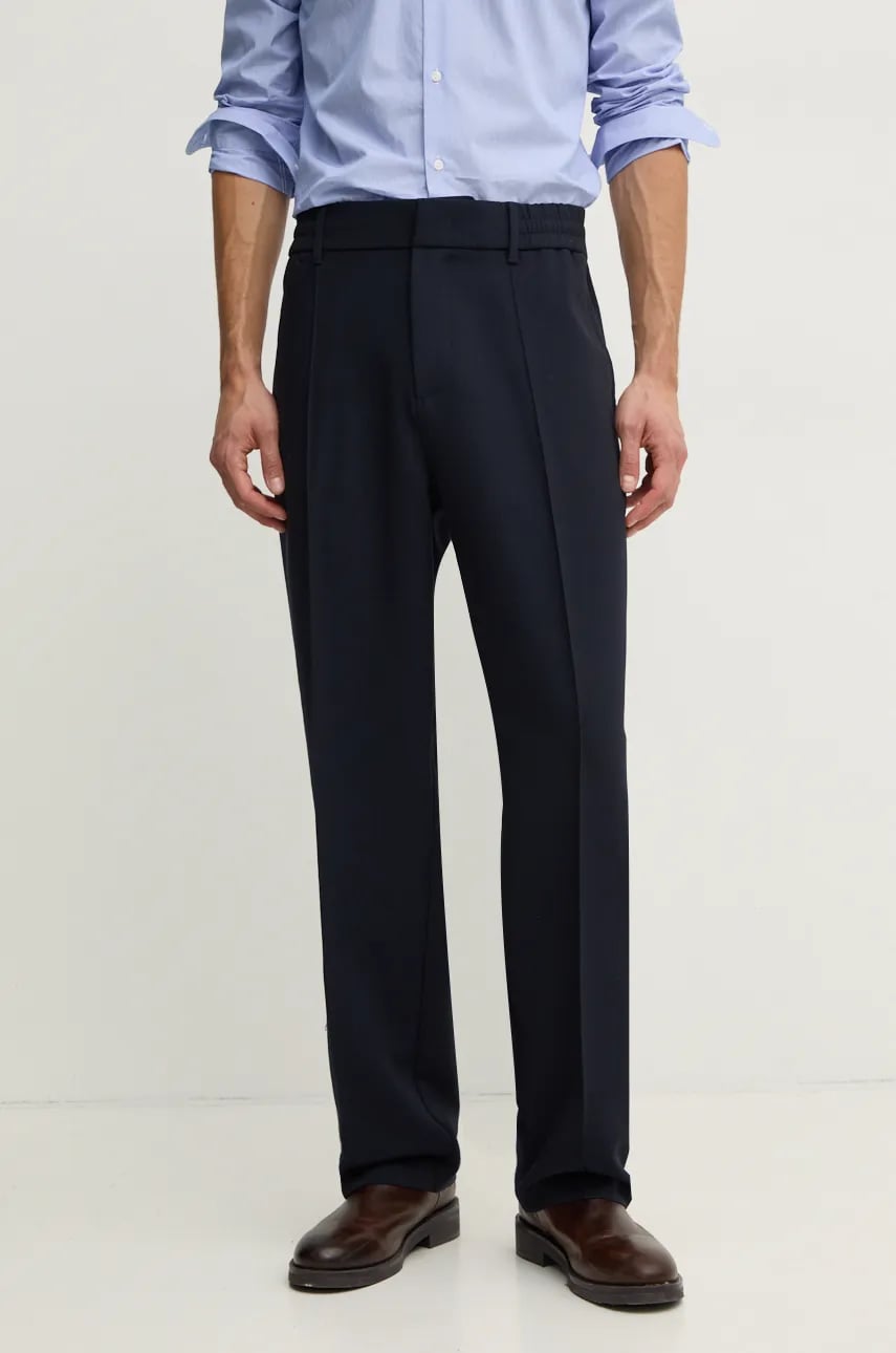 Emporio Armani pantaloni barbati, culoarea albastru marin, drept, 6D1PF0 1NFTZ