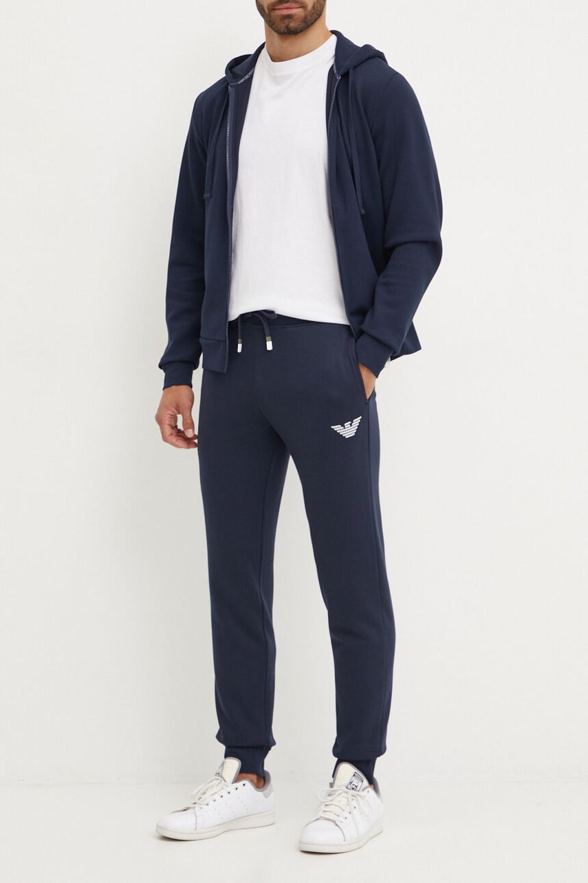 

Домашен панталон Emporio Armani Underwear в тъмносиньо с апликация 111873 4F571, Тъмносин