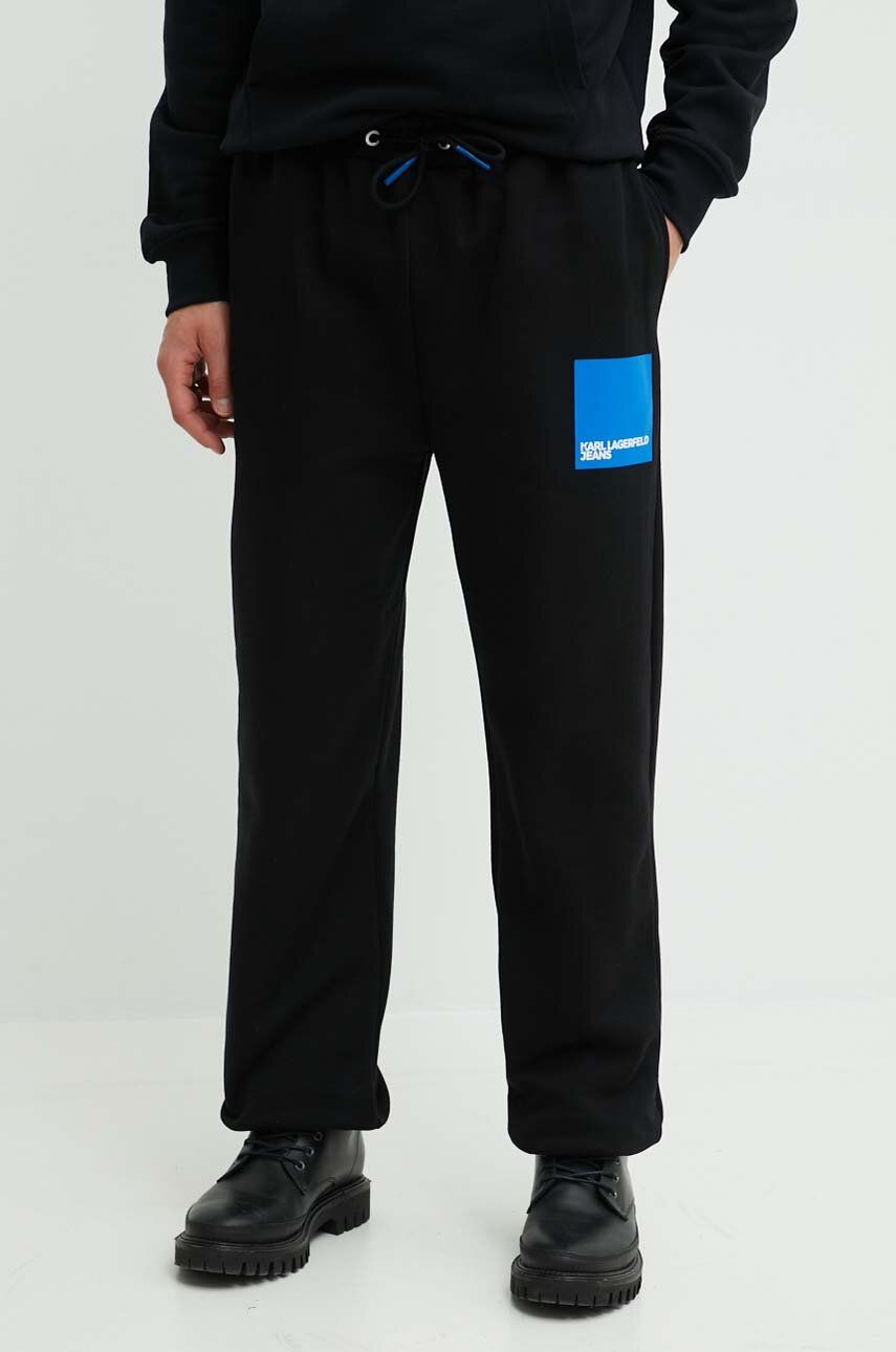 Karl Lagerfeld Jeans pantaloni de trening culoarea negru, cu imprimeu, 245D1000