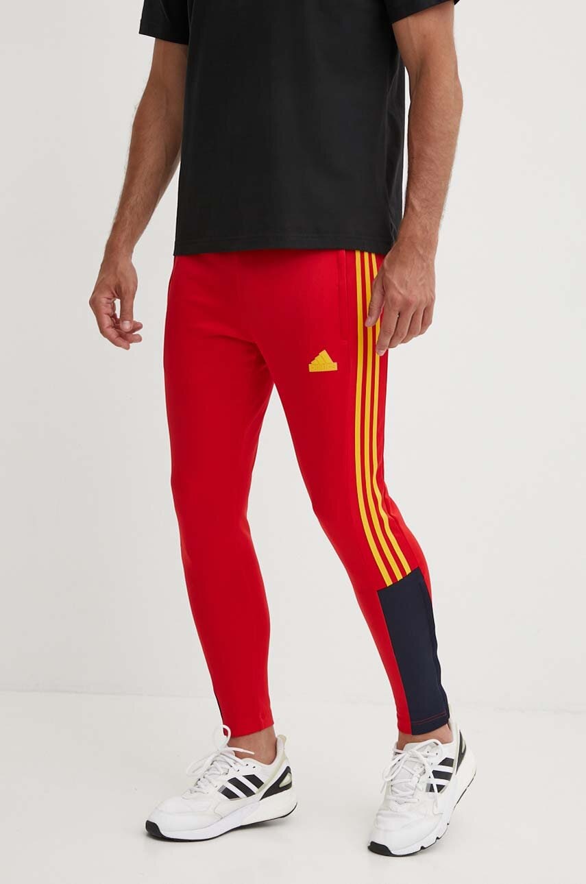 adidas pantaloni de trening Tiro culoarea rosu, cu imprimeu, IY4518 adidas pantaloni de trening Tiro culoarea rosu, cu imprimeu, IY4518
