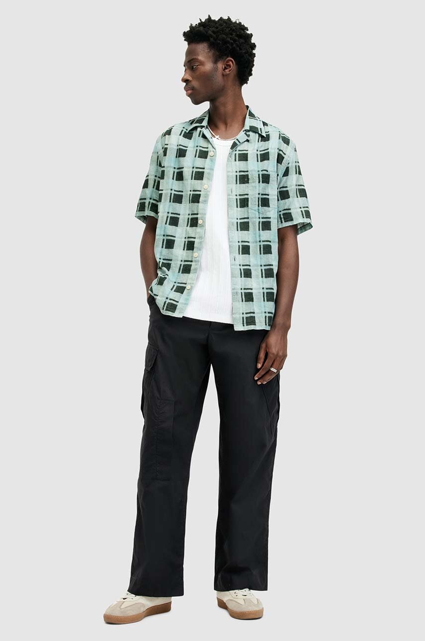 AllSaints pantaloni de bumbac VERGE culoarea negru, drept, M011TA AllSaints pantaloni de bumbac VERGE culoarea negru, drept, M011TA