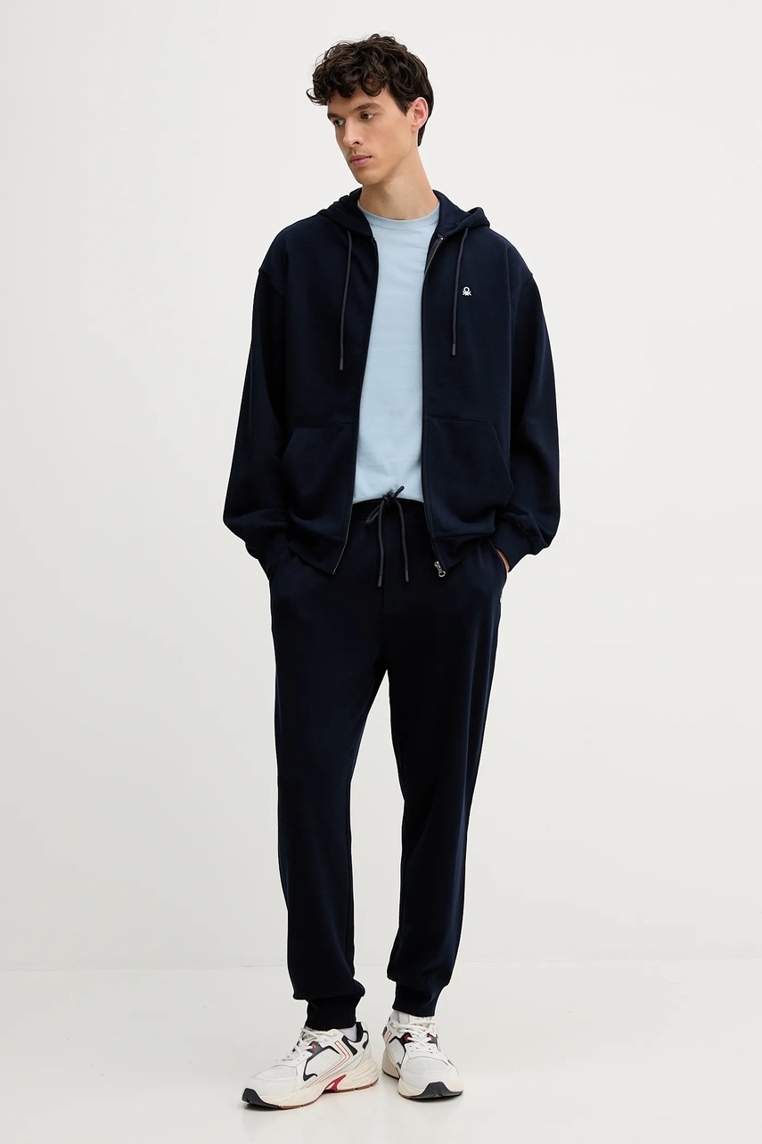 Хлопковые спортивные штаны United Colors of Benetton цвет чёрный однотонные 342ZUF01B