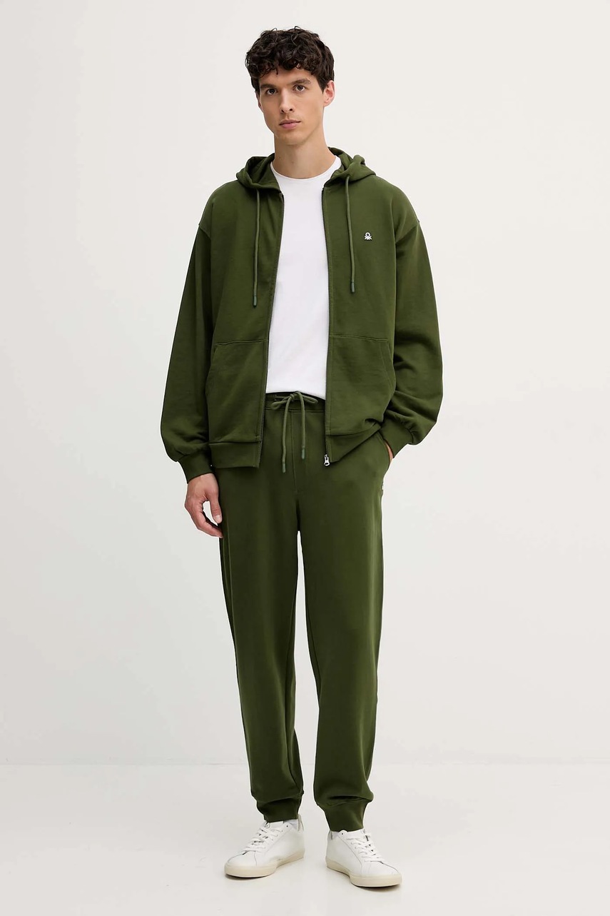 Хлопковые спортивные штаны United Colors of Benetton цвет чёрный однотонные 342ZUF01B