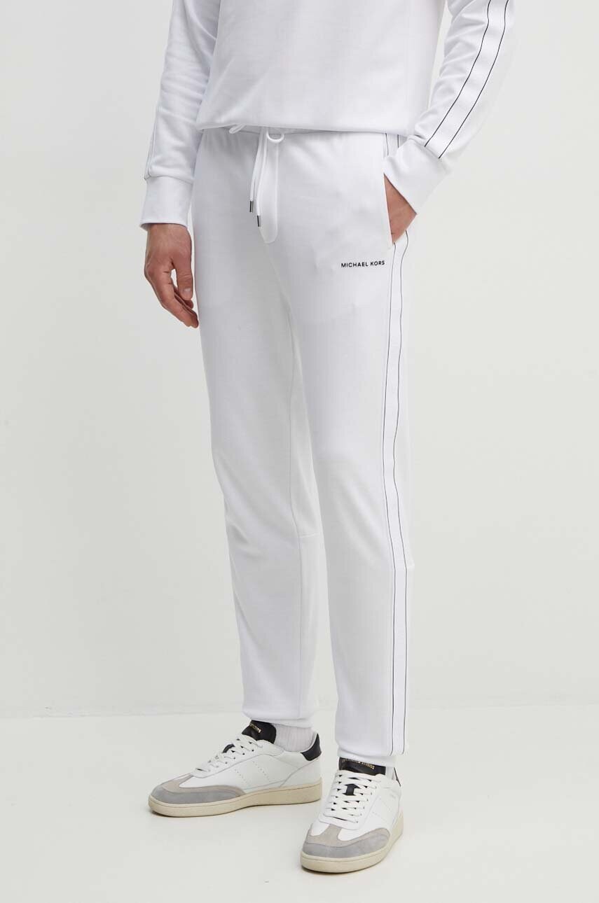 Michael Kors pantaloni de trening culoarea alb, cu imprimeu, CT4524J5MF