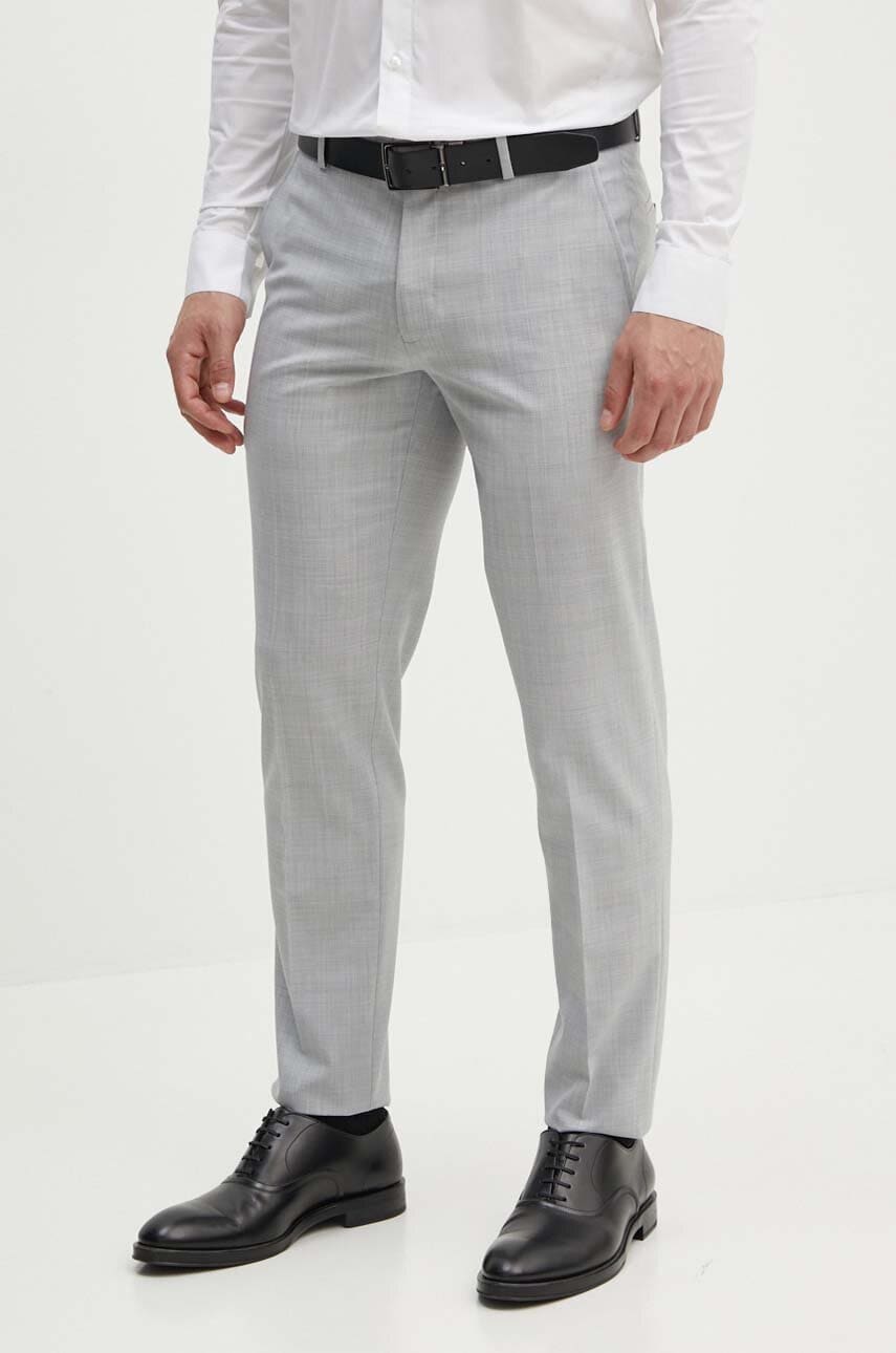 Michael Kors pantaloni de lana culoarea gri, drept, MK0SP01026 Michael Kors pantaloni de lana culoarea gri, drept, MK0SP01026