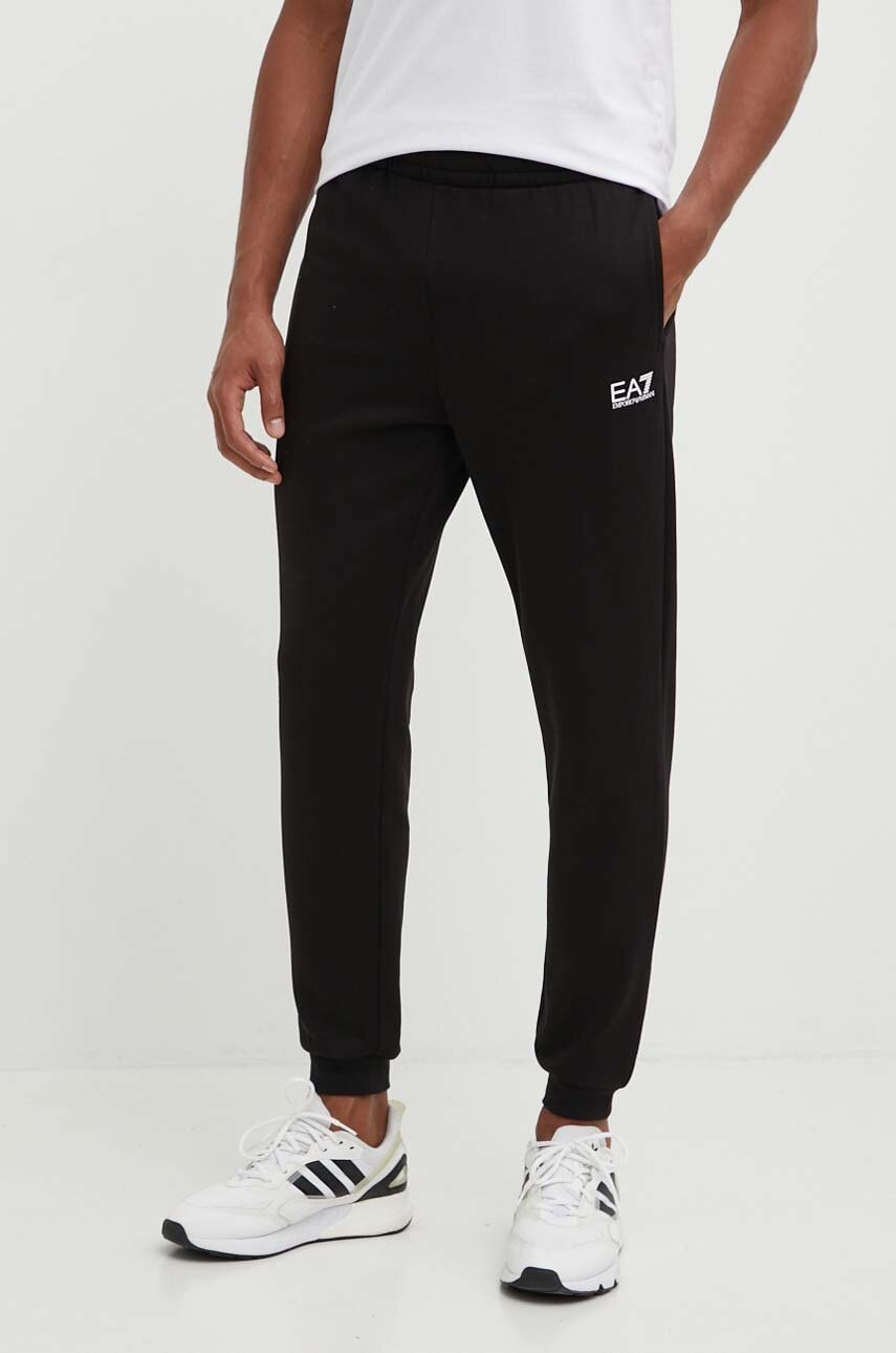 EA7 Emporio Armani pantaloni de trening culoarea negru, neted, PJVTZ.8NPP64