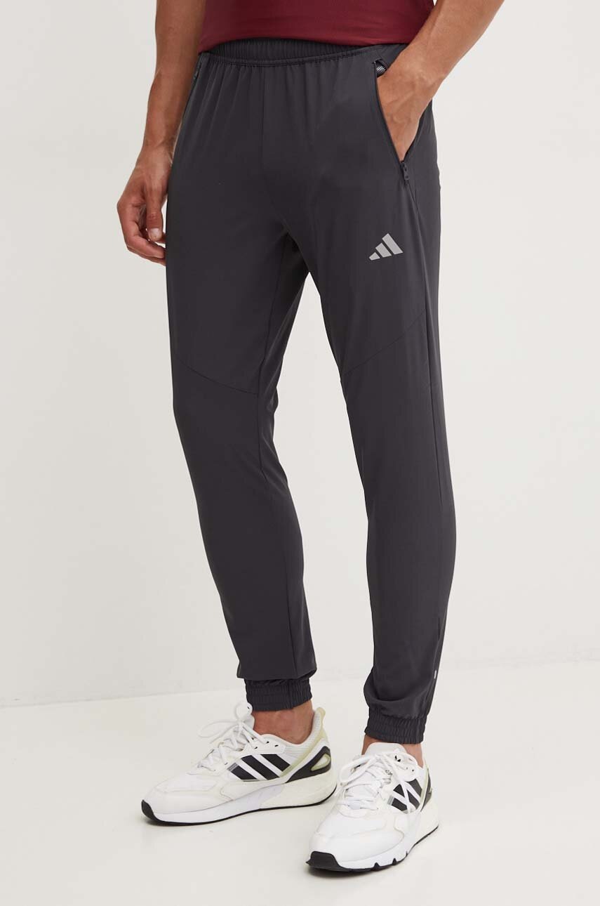 adidas pantaloni de trening culoarea gri, neted, JG1264