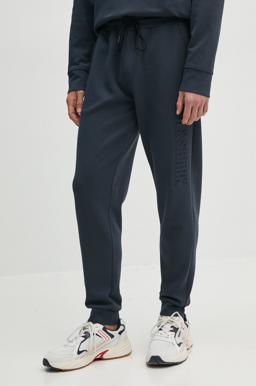 Paul&Shark pantaloni de trening culoarea albastru marin, cu imprimeu, 13311913 Paul&Shark pantaloni de trening culoarea albastru marin, cu imprimeu, 13311913
