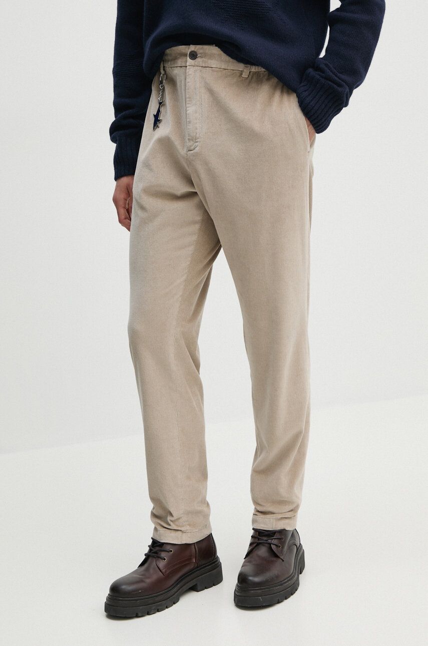 Paul&Shark pantaloni de catifea cord culoarea bej, drept, 14314020