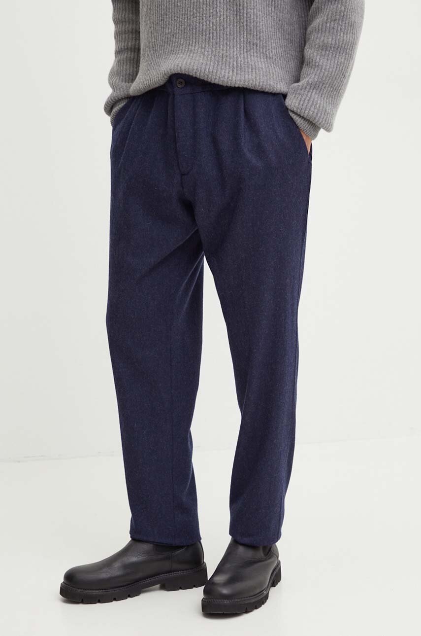 Paul&Shark pantaloni de lana culoarea albastru marin, drept, 14314077