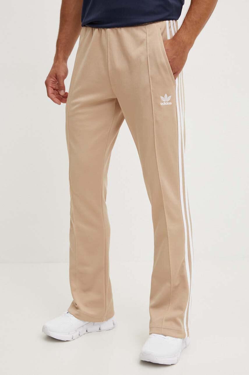 adidas Originals pantaloni 70s barbati, culoarea bej, neted, IX5221