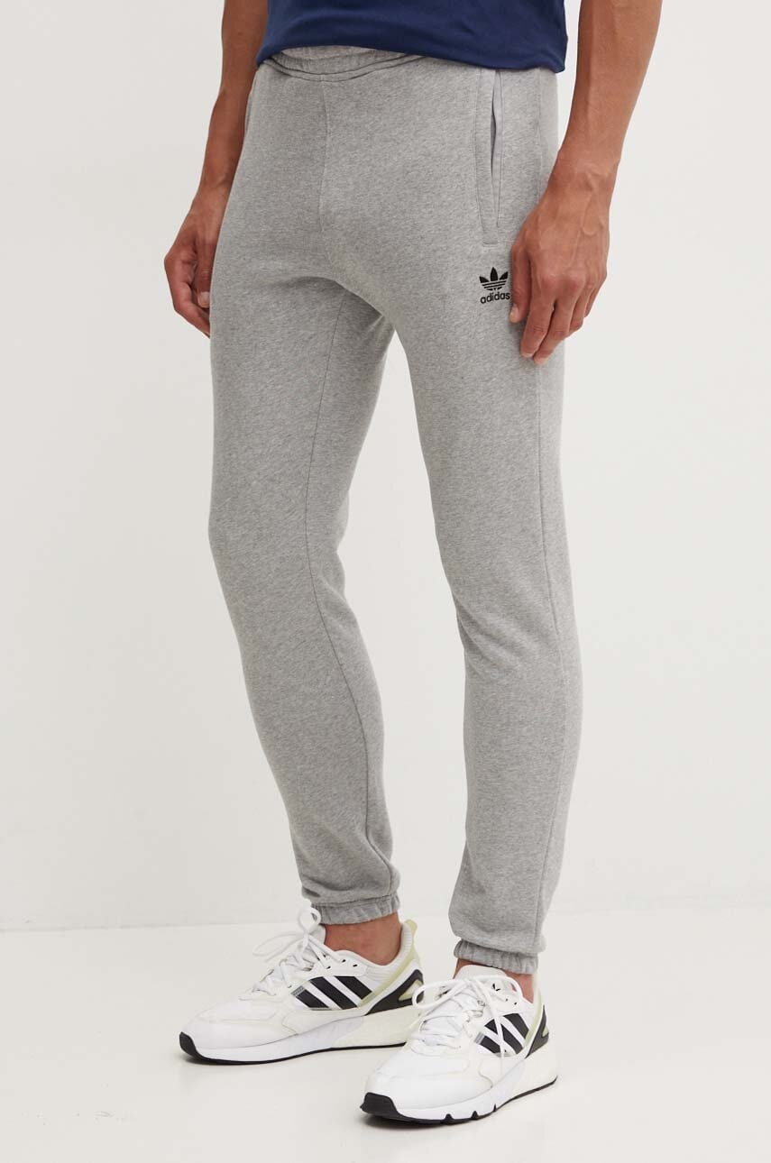 adidas Originals pantaloni de trening din bumbac culoarea gri, melanj, IX7684 adidas Originals pantaloni de trening din bumbac culoarea gri, melanj, IX7684