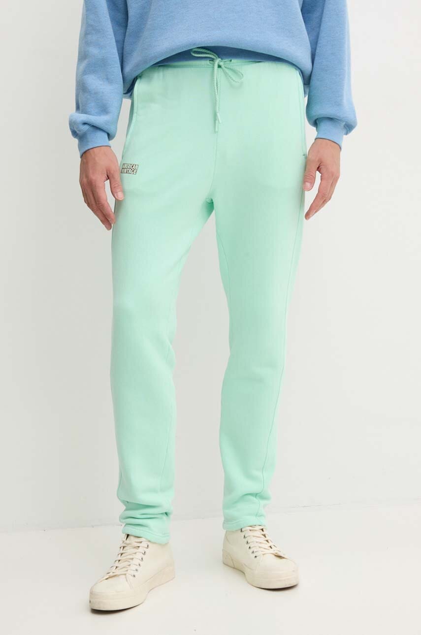American Vintage pantaloni de trening culoarea turcoaz, neted, MIZU05BH24