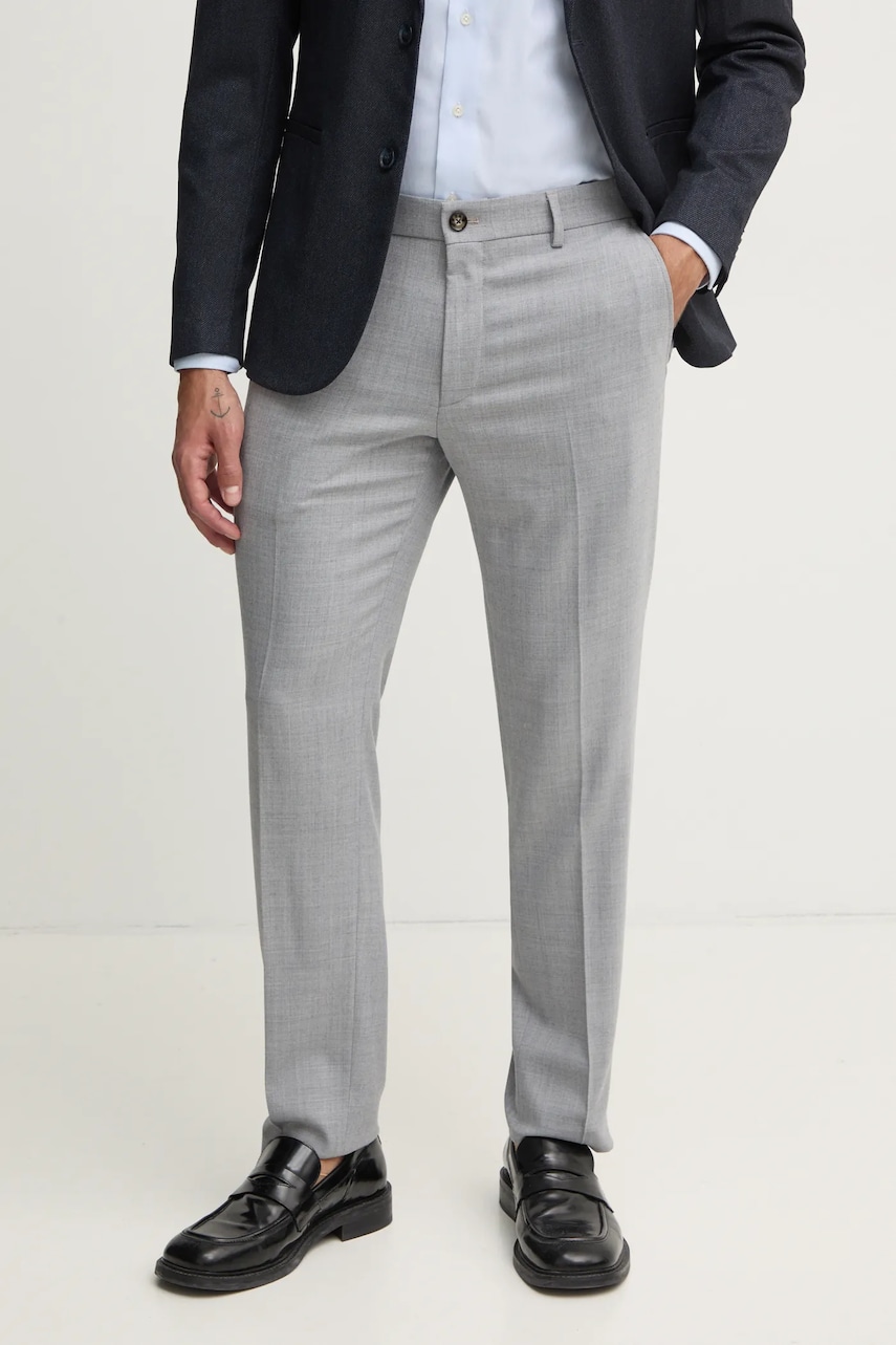 Joop! pantaloni din lana culoarea gri, cu fason chinos, 30043726 Joop! pantaloni din lana culoarea gri, cu fason chinos, 30043726