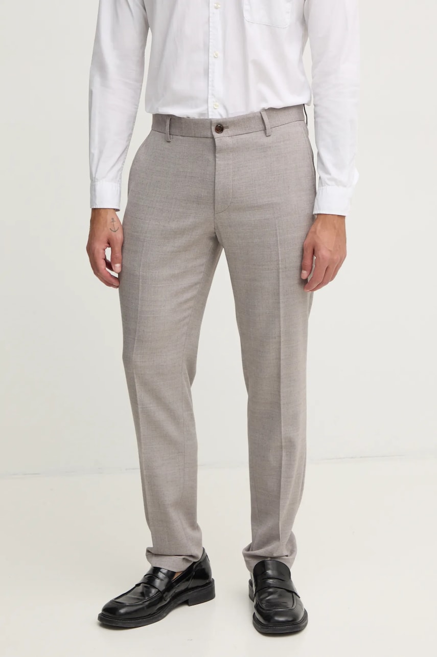 Joop! pantaloni din lana culoarea gri, cu fason chinos, 30043726 Joop! pantaloni din lana culoarea gri, cu fason chinos, 30043726