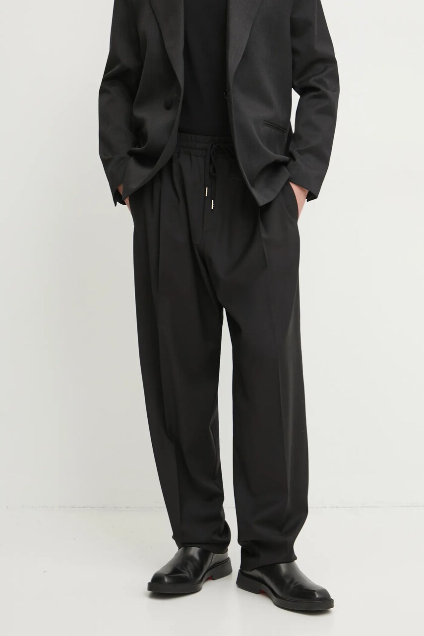 IRO pantaloni de lana culoarea negru, drept, MP23LOWAN IRO pantaloni de lana culoarea negru, drept, MP23LOWAN