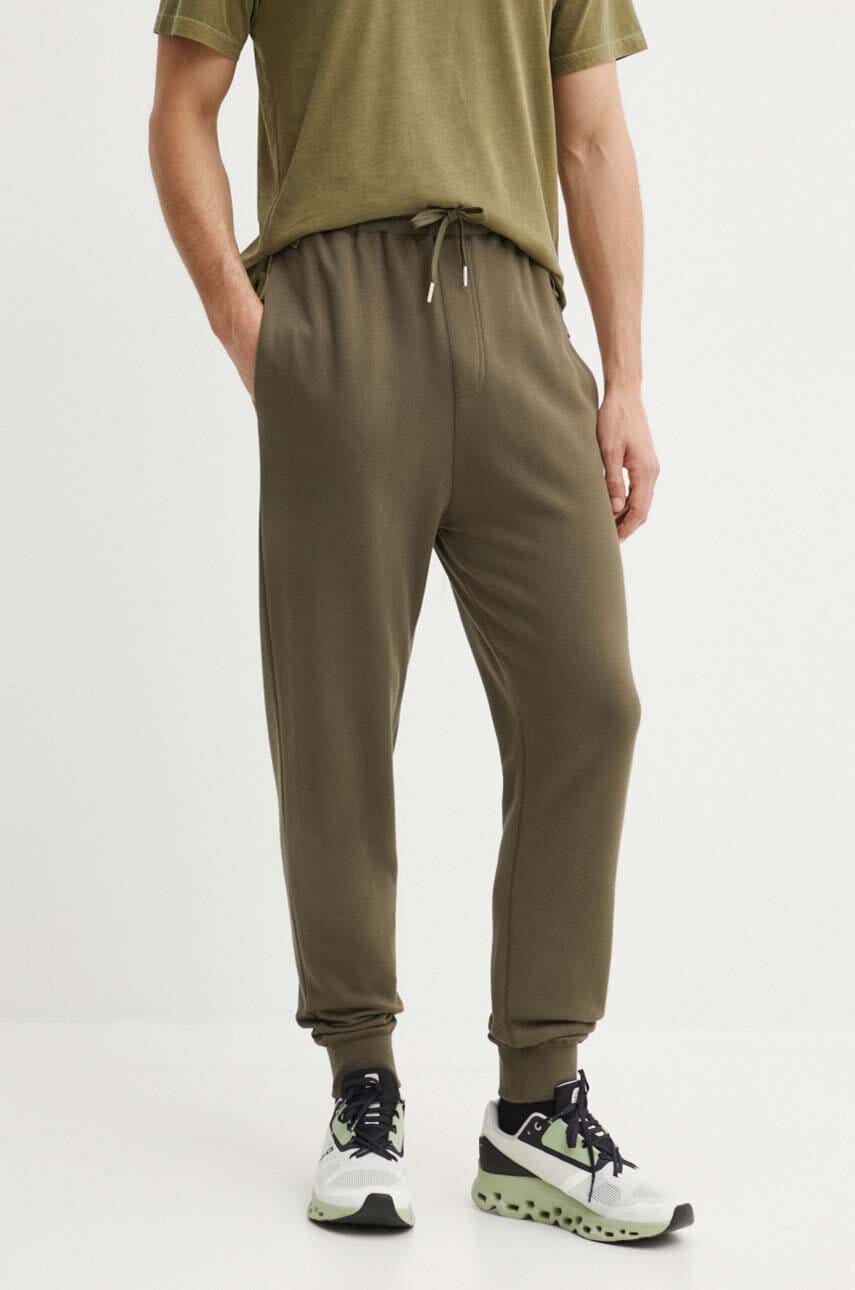 IRO pantaloni de trening din bumbac culoarea verde, neted, MP23SEYAN