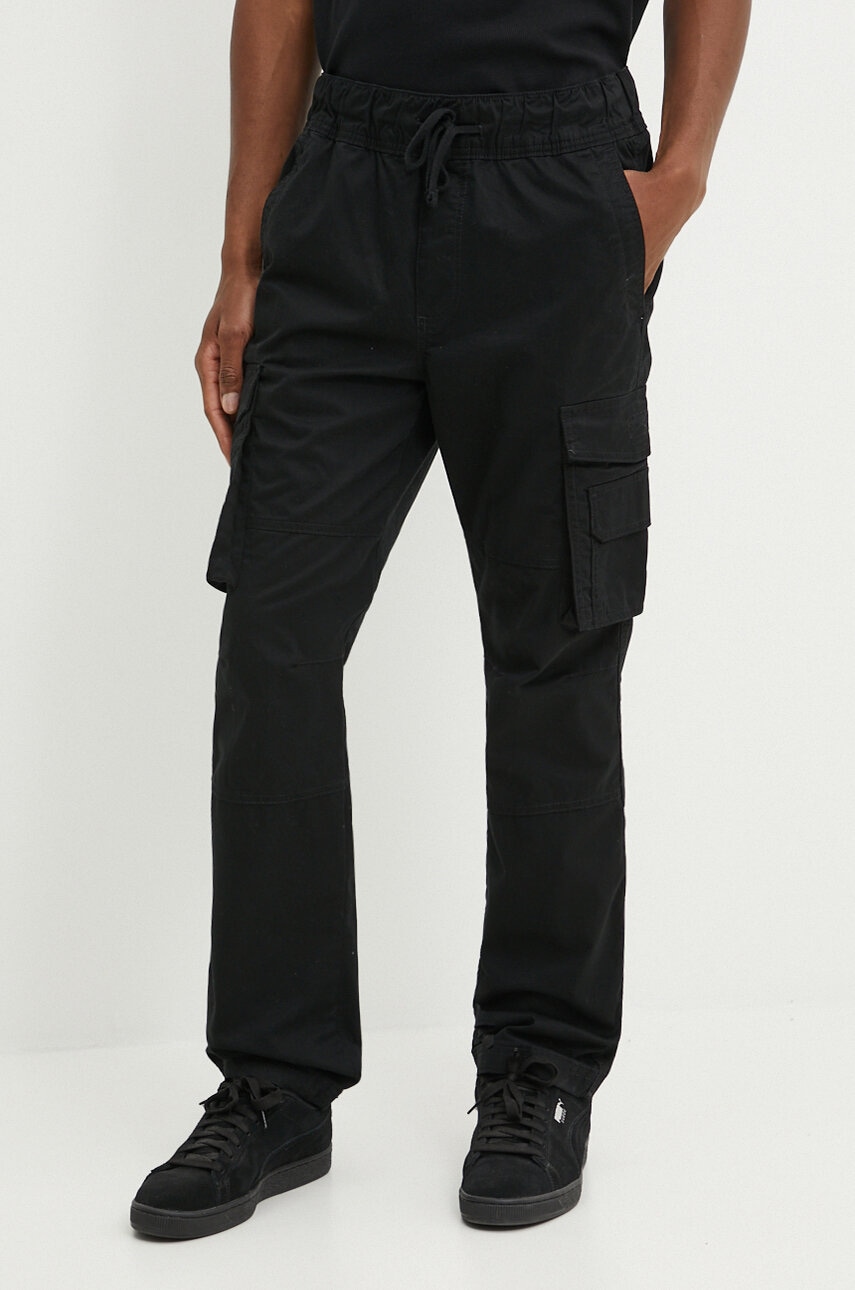 Hollister Co. pantaloni barbati, culoarea negru, cu fason cargo, KI330-3109