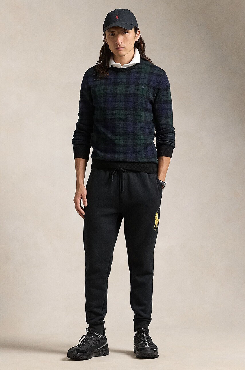 Levně Tepláky Polo Ralph Lauren černá barva, hladké, 710952242