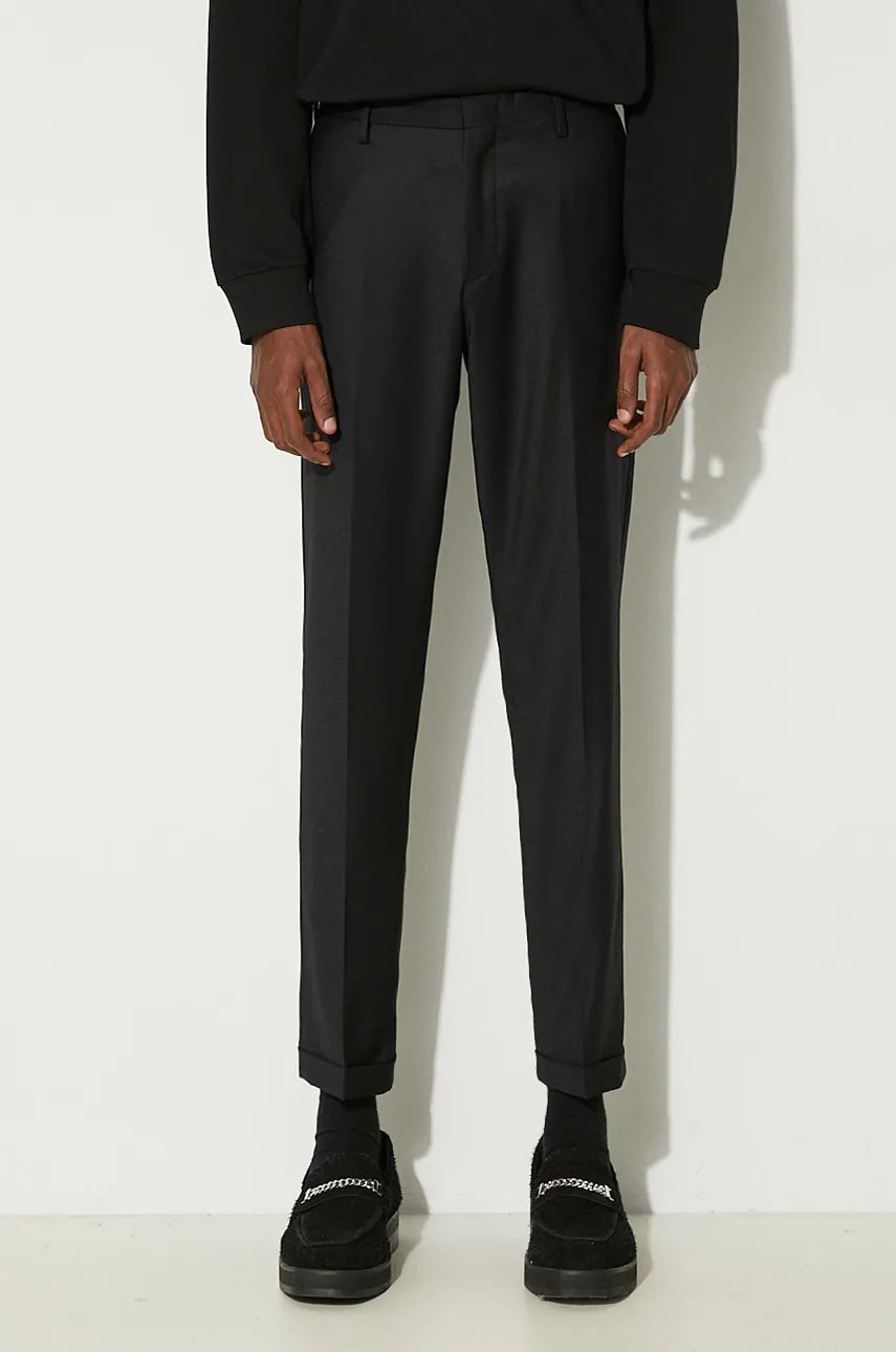 Paul Smith pantaloni de lana culoarea negru, cu fason chinos, M1R-150M-N00109