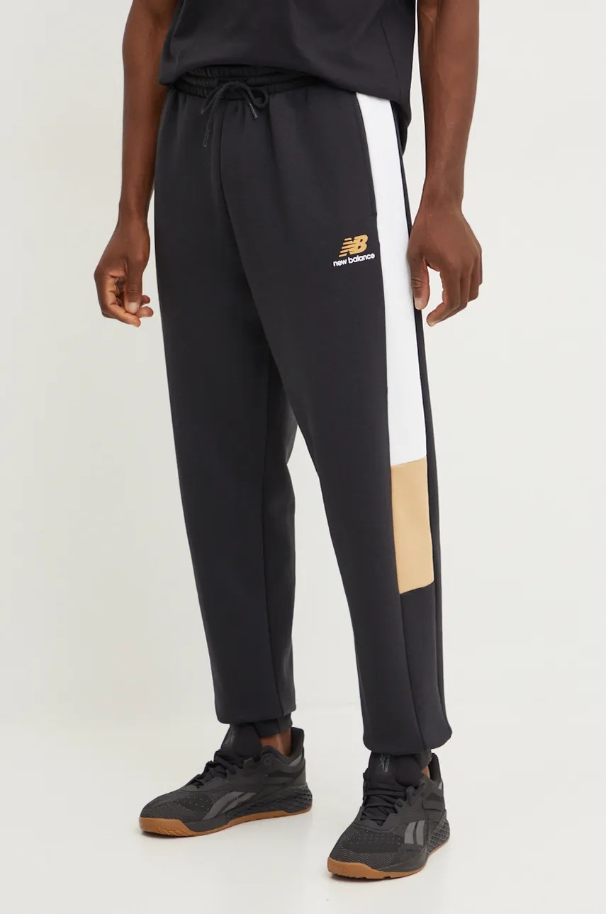 New Balance pantaloni de trening Classics Fleece Jogger culoarea negru, modelator, MP43522BK
