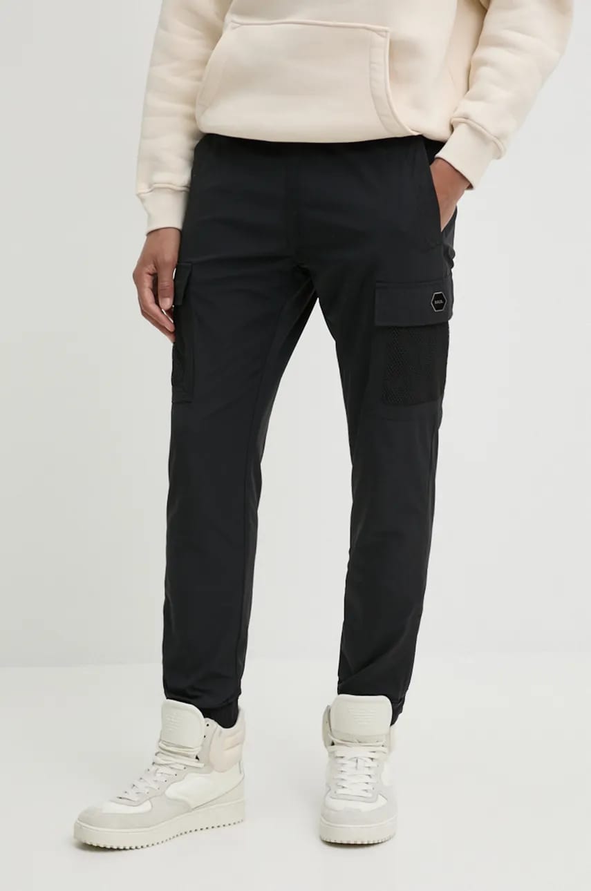 BALR. pantaloni de trening Hexline culoarea negru, neted, B1412 1030 BALR. pantaloni de trening Hexline culoarea negru, neted, B1412 1030