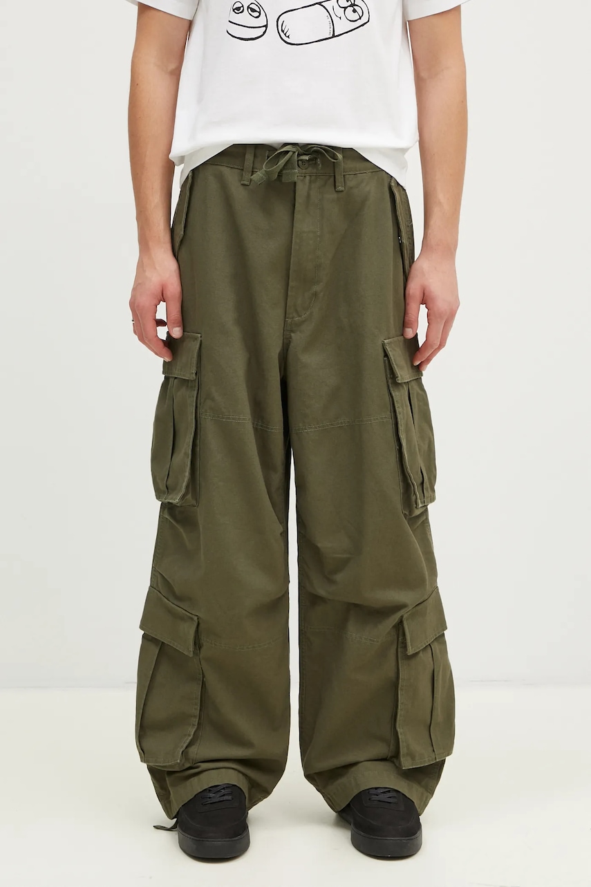 Vans pantaloni de bumbac Premium Classics LX Baggy Cargo Pant culoarea verde, cu fason cargo, VN000HMYKCZ1