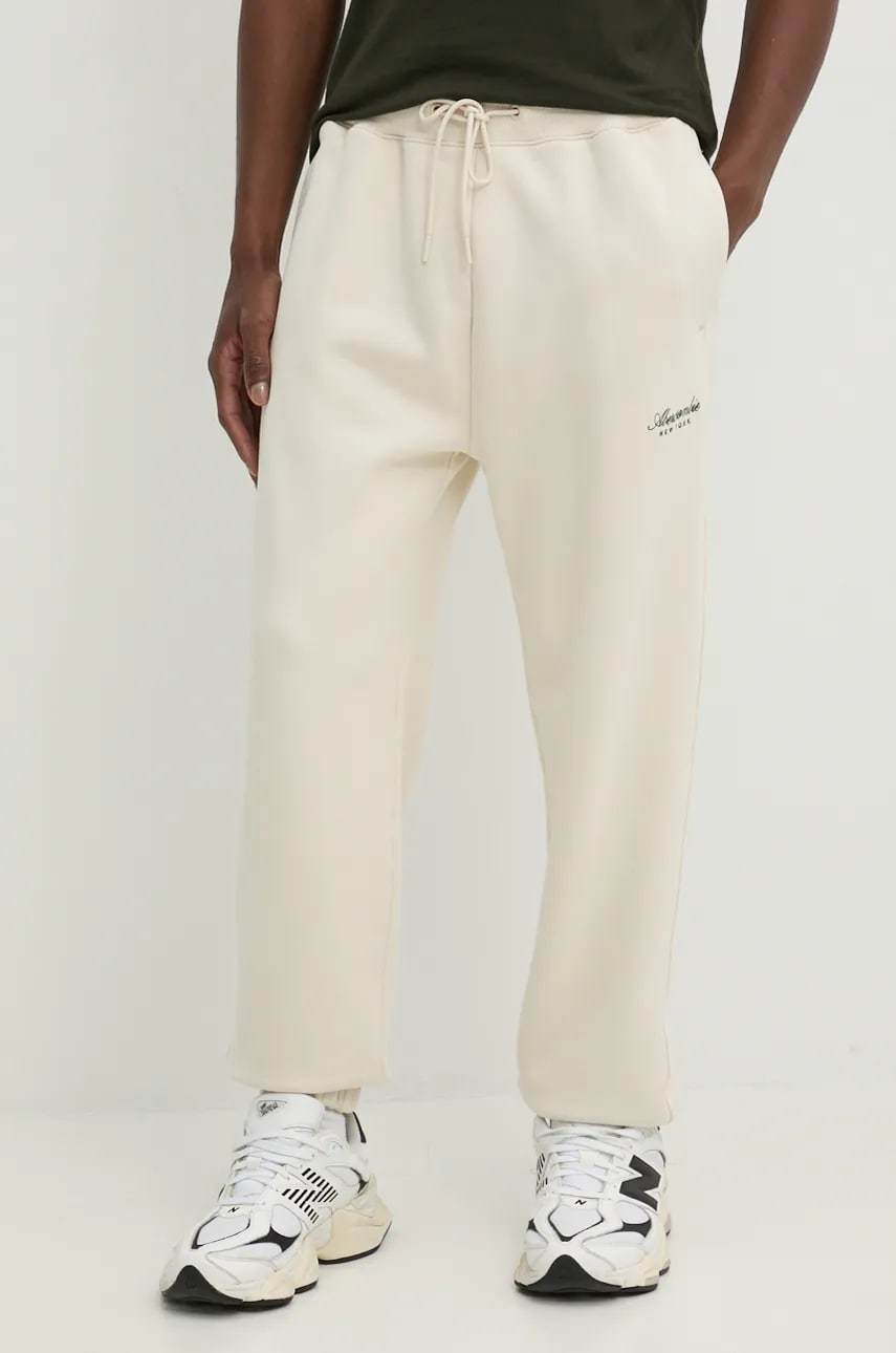 Abercrombie & Fitch pantaloni de trening culoarea bej, neted, KI134-4049