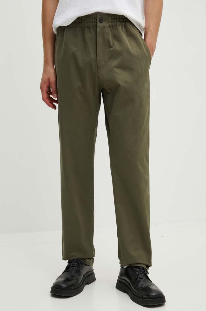 A.P.C. pantaloni de bumbac pantalon chuck culoarea verde, drept, COGEW.H08408