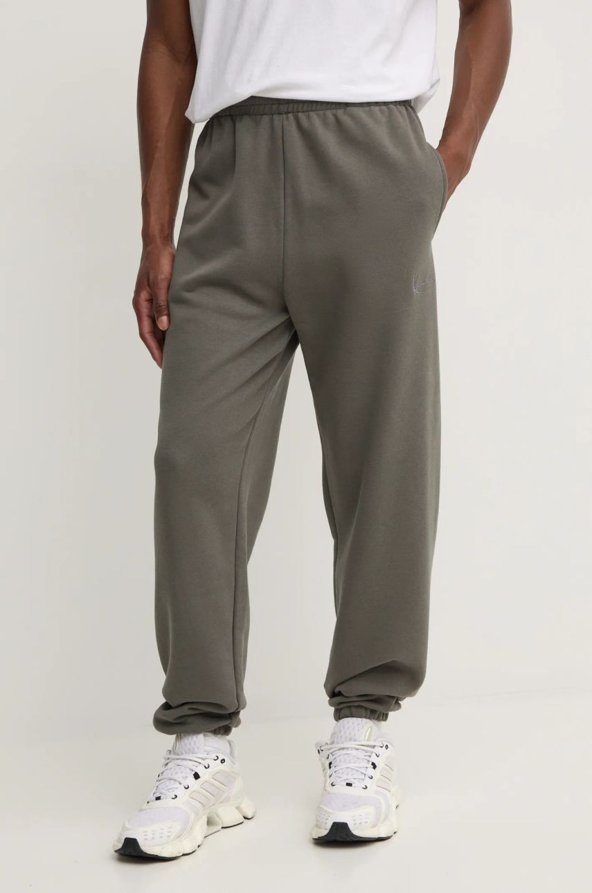 Karl Kani pantaloni de trening culoarea gri, neted, 60070001