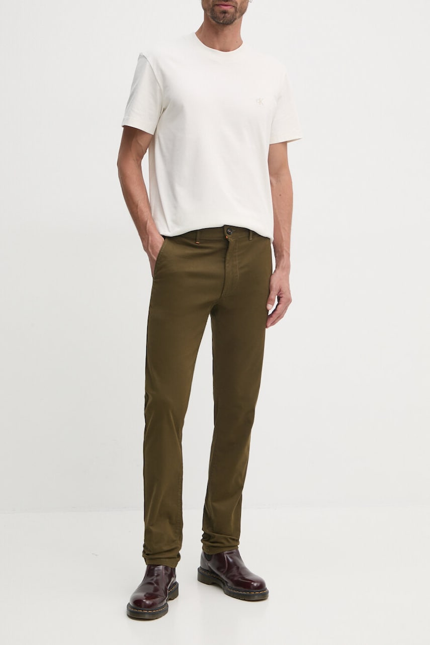 Boss Orange pantaloni barbati, culoarea verde, drept, 50523127