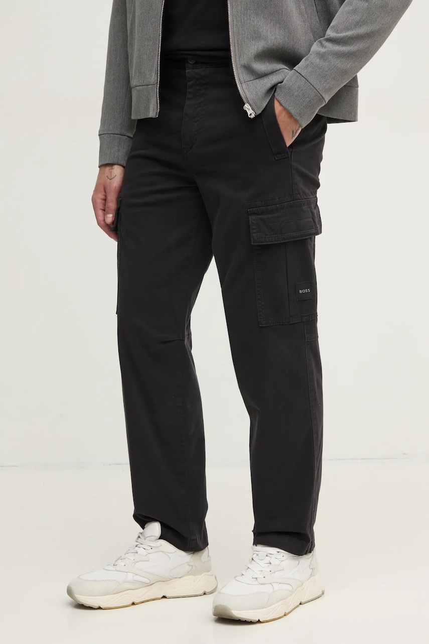 Boss Orange pantaloni barbati, culoarea negru, cu fason cargo, 50523149 Boss Orange pantaloni barbati, culoarea negru, cu fason cargo, 50523149