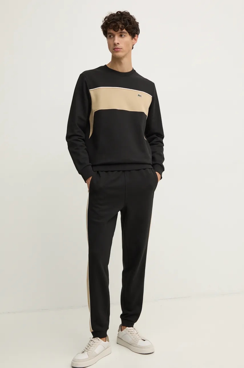 Хлопковые спортивные штаны Lacoste цвет чёрный однотонные XH2846 Хлопковые спортивные штаны Lacoste цвет чёрный однотонные XH2846