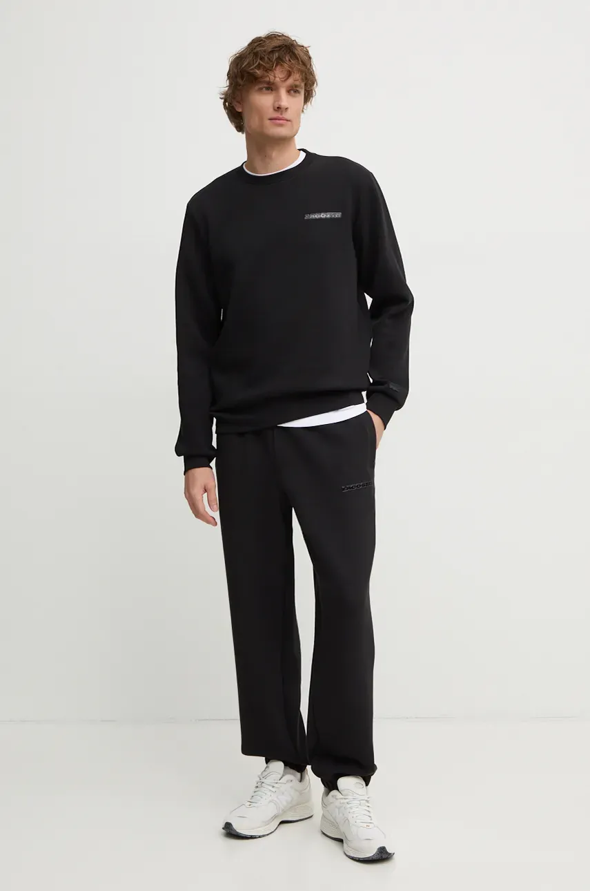 Спортивные штаны Lacoste цвет чёрный с аппликацией XH2859 Спортивные штаны Lacoste цвет чёрный с аппликацией XH2859