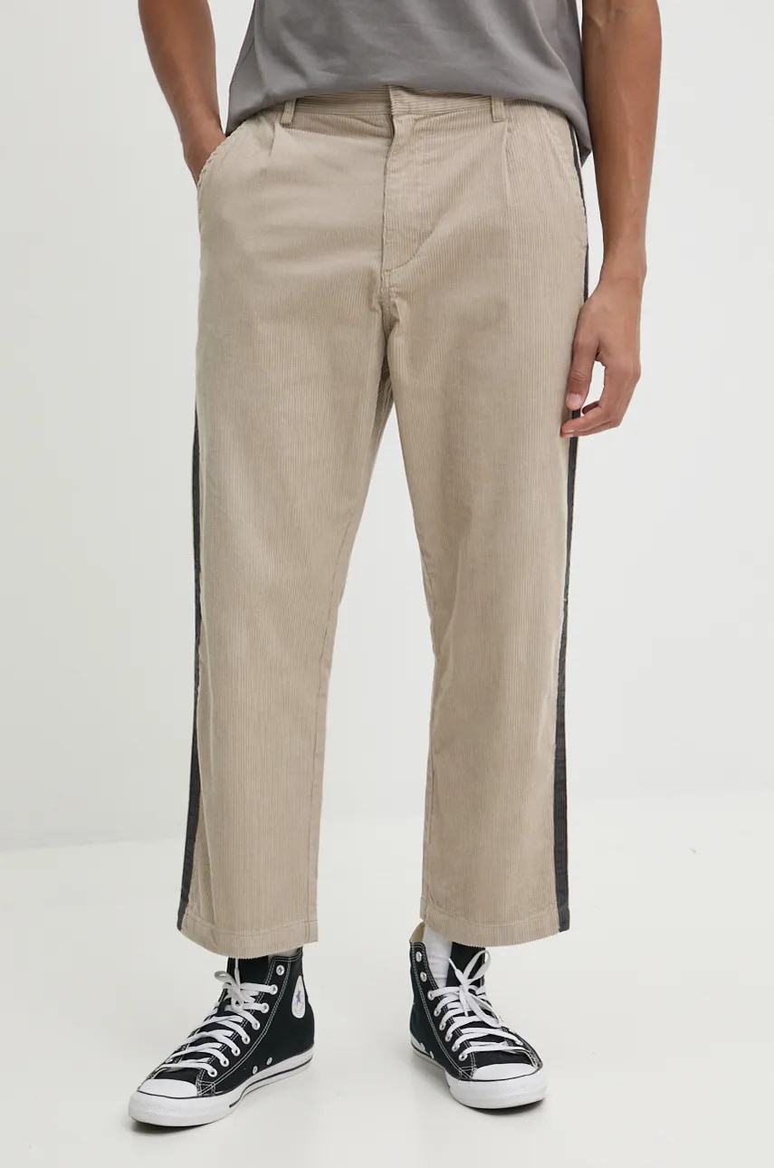 Quiksilver pantaloni de catifea cord Roller Line Pant culoarea bej, cu fason chinos, EQYNP03305 Quiksilver pantaloni de catifea cord Roller Line Pant culoarea bej, cu fason chinos, EQYNP03305