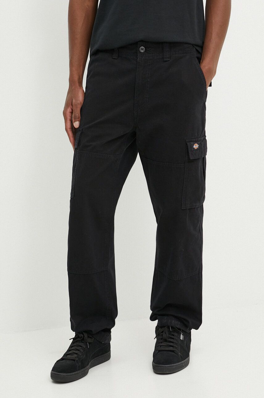 Dickies pantaloni de bumbac JOHNSON culoarea negru, cu fason cargo, DK0A4YF2