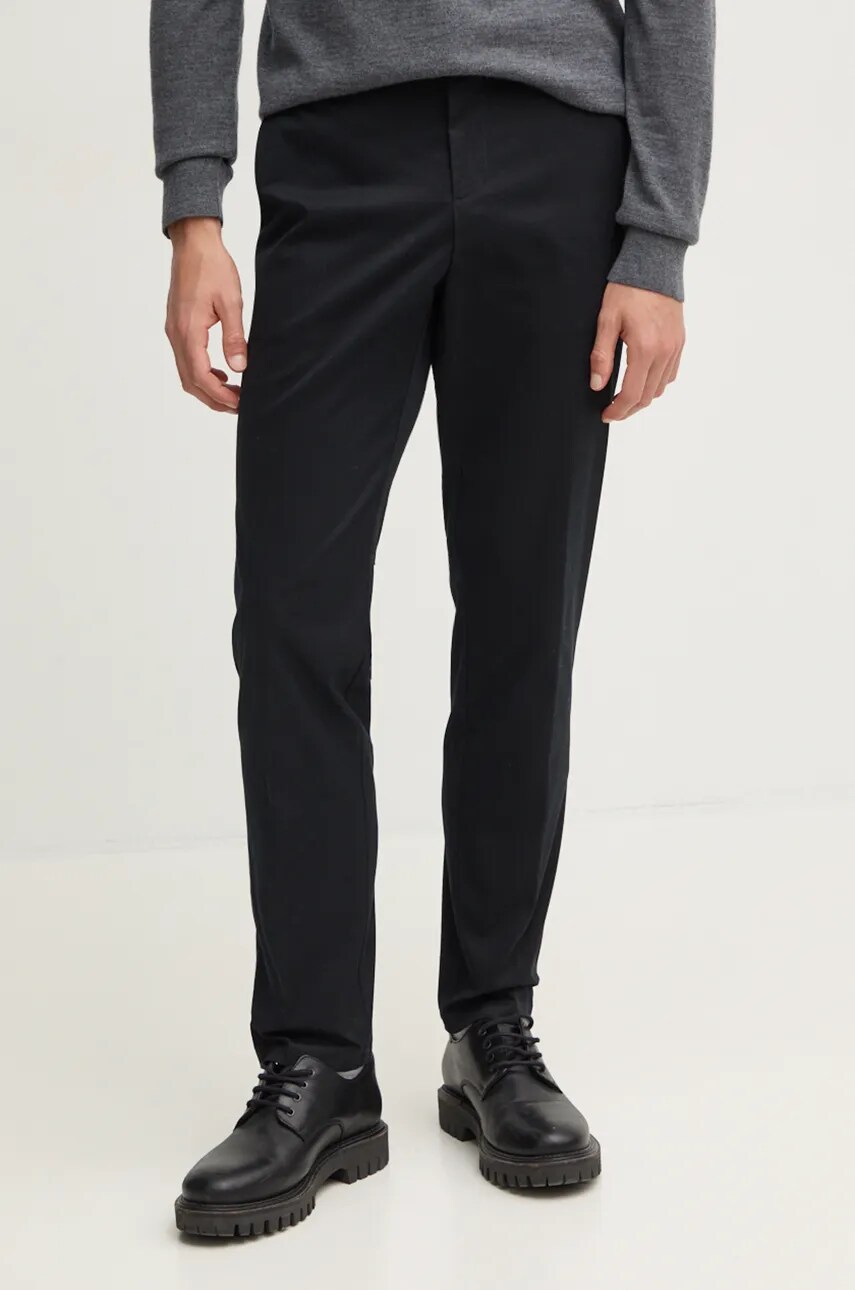 BOSS pantaloni barbati, culoarea negru, mulata, 50527920