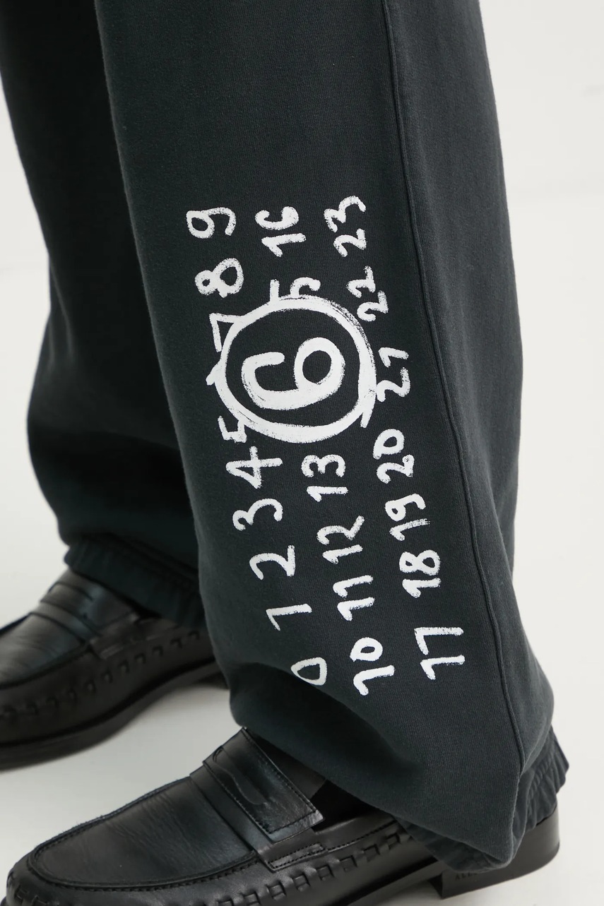 Бавовняні спортивні штани MM6 Maison Margiela колір чорний з принтом SH2KA0022.M25004 