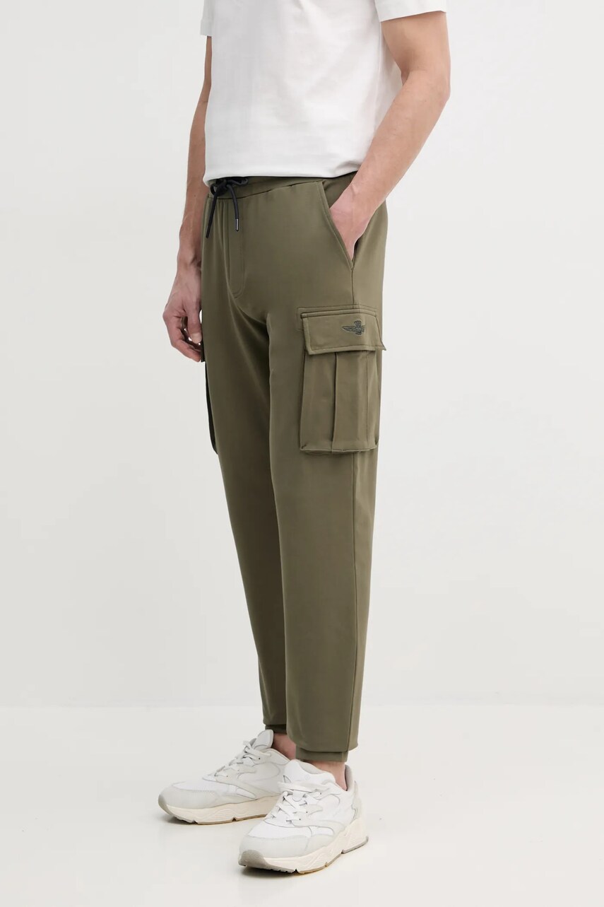 Aeronautica Militare pantaloni de trening culoarea verde, neted, PF860F459