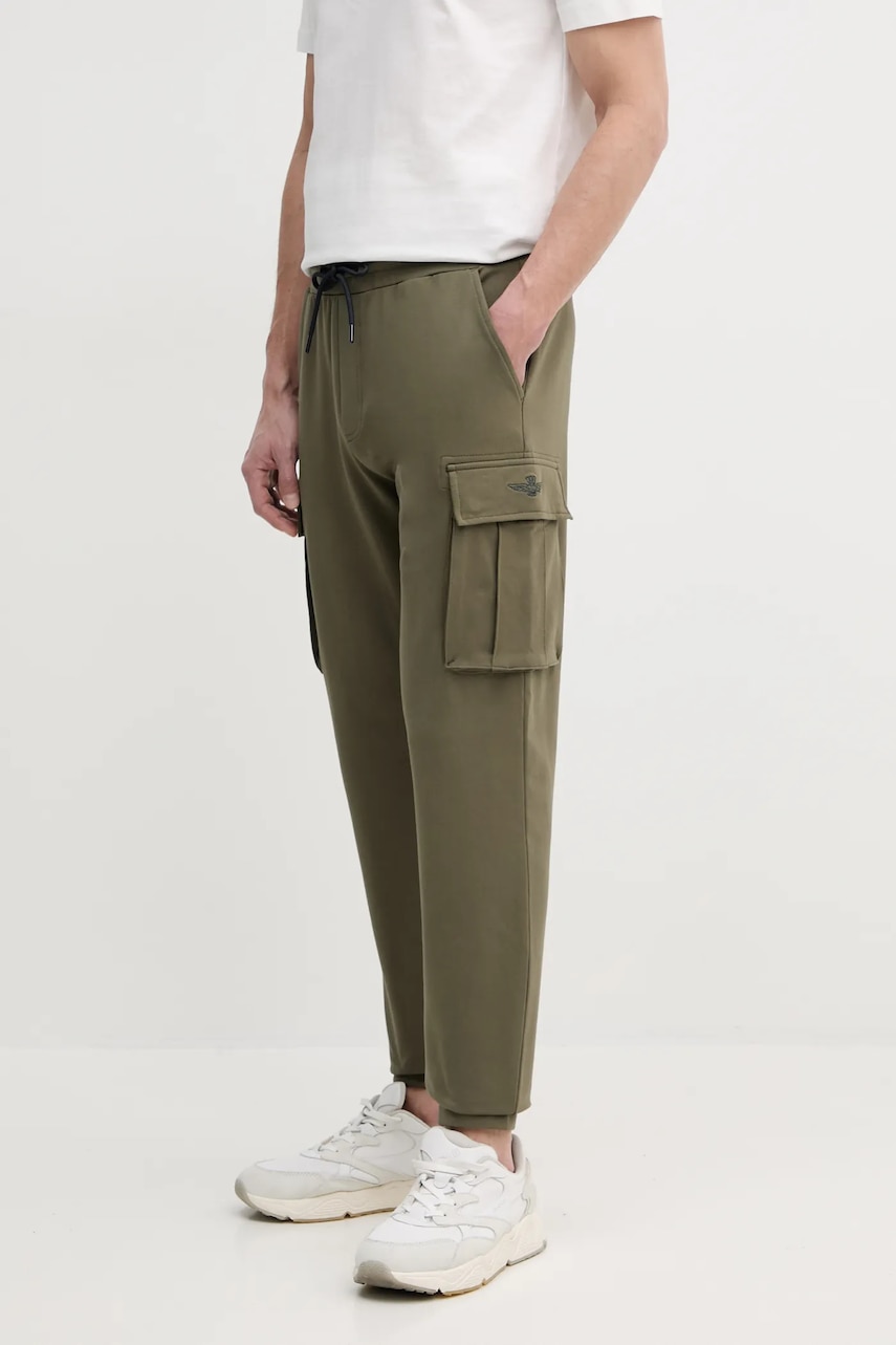 Aeronautica Militare pantaloni de trening culoarea verde, neted, PF860F459