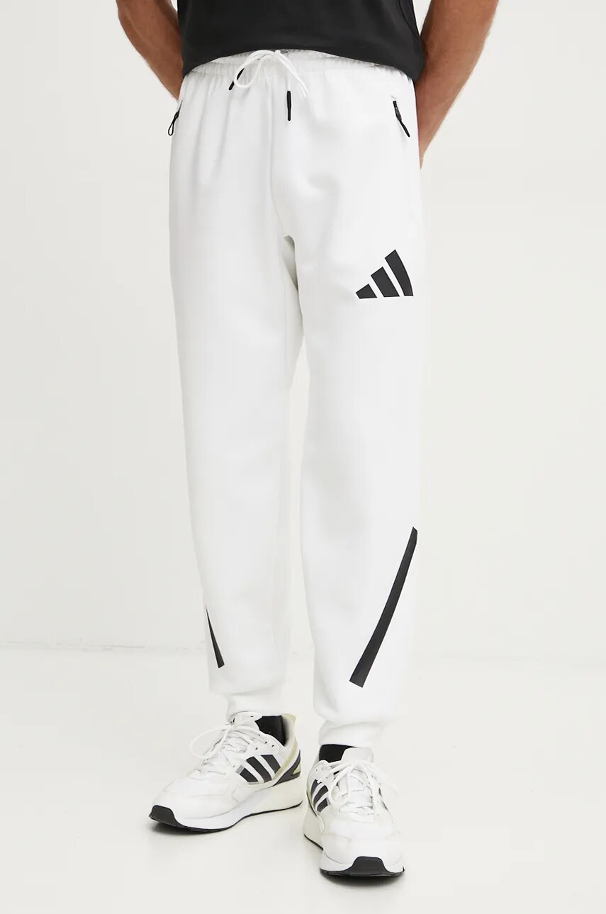 Levně Tepláky adidas ZNE bílá barva, s potiskem, JF2449