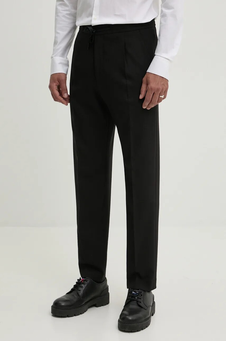 HUGO pantaloni barbati, culoarea negru, drept, 50524906