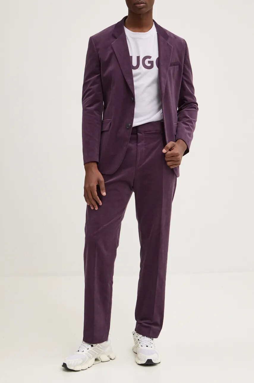 HUGO pantaloni barbati, culoarea violet, drept, 50528591