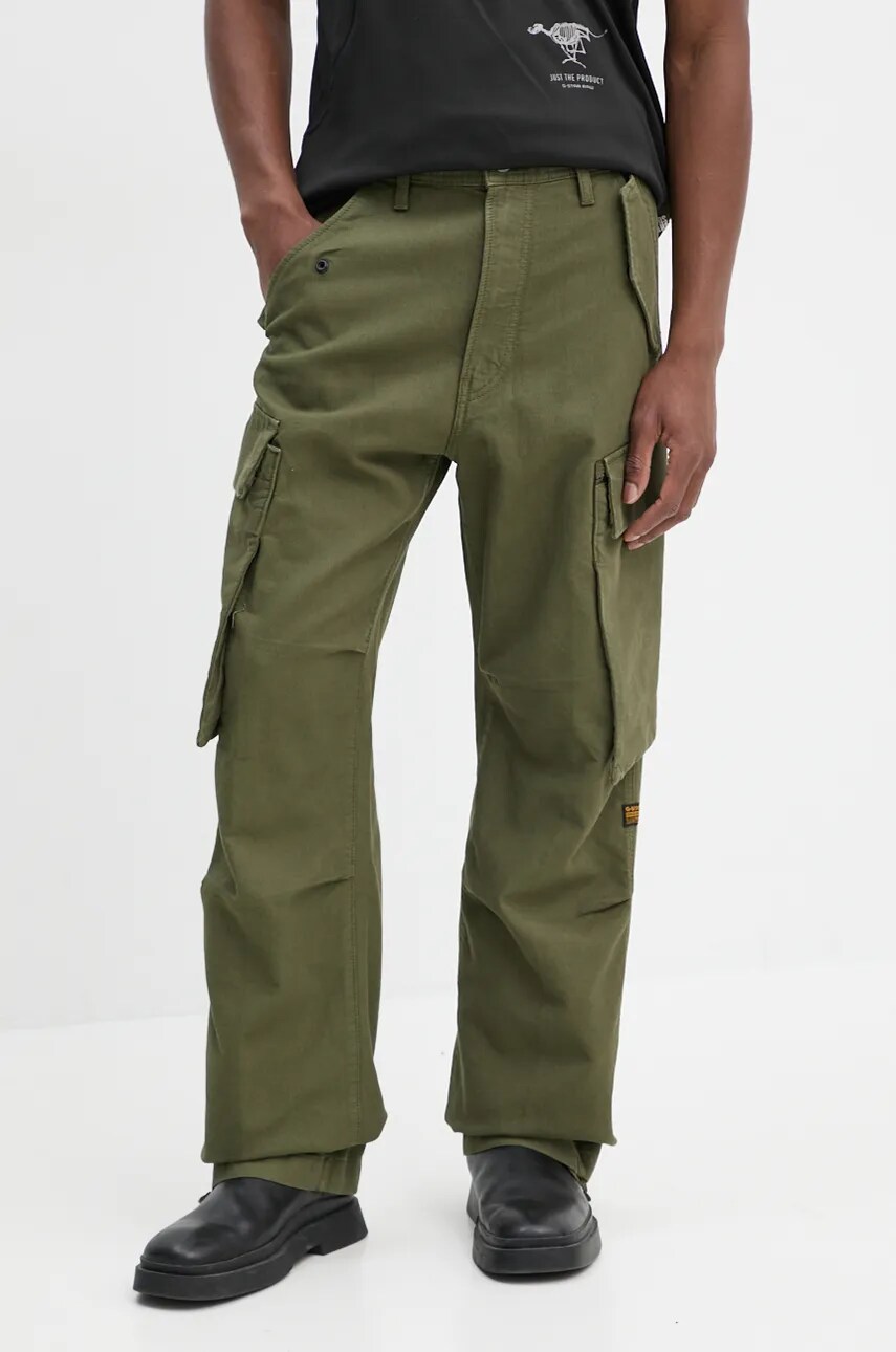 G-Star pantaloni de bumbac culoarea verde, drept, D25224-D752