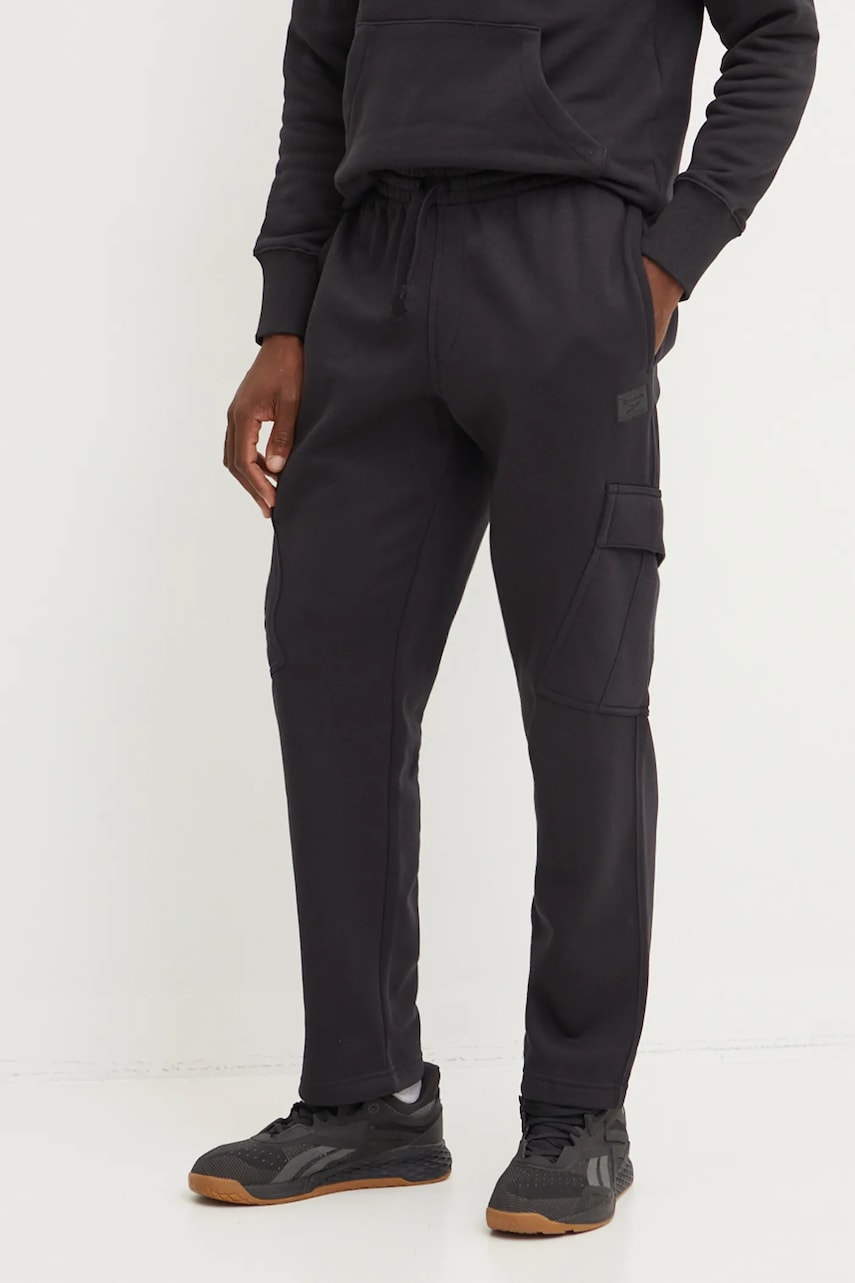 Reebok Classic pantaloni de trening culoarea negru, neted, 100205645 Reebok Classic pantaloni de trening culoarea negru, neted, 100205645
