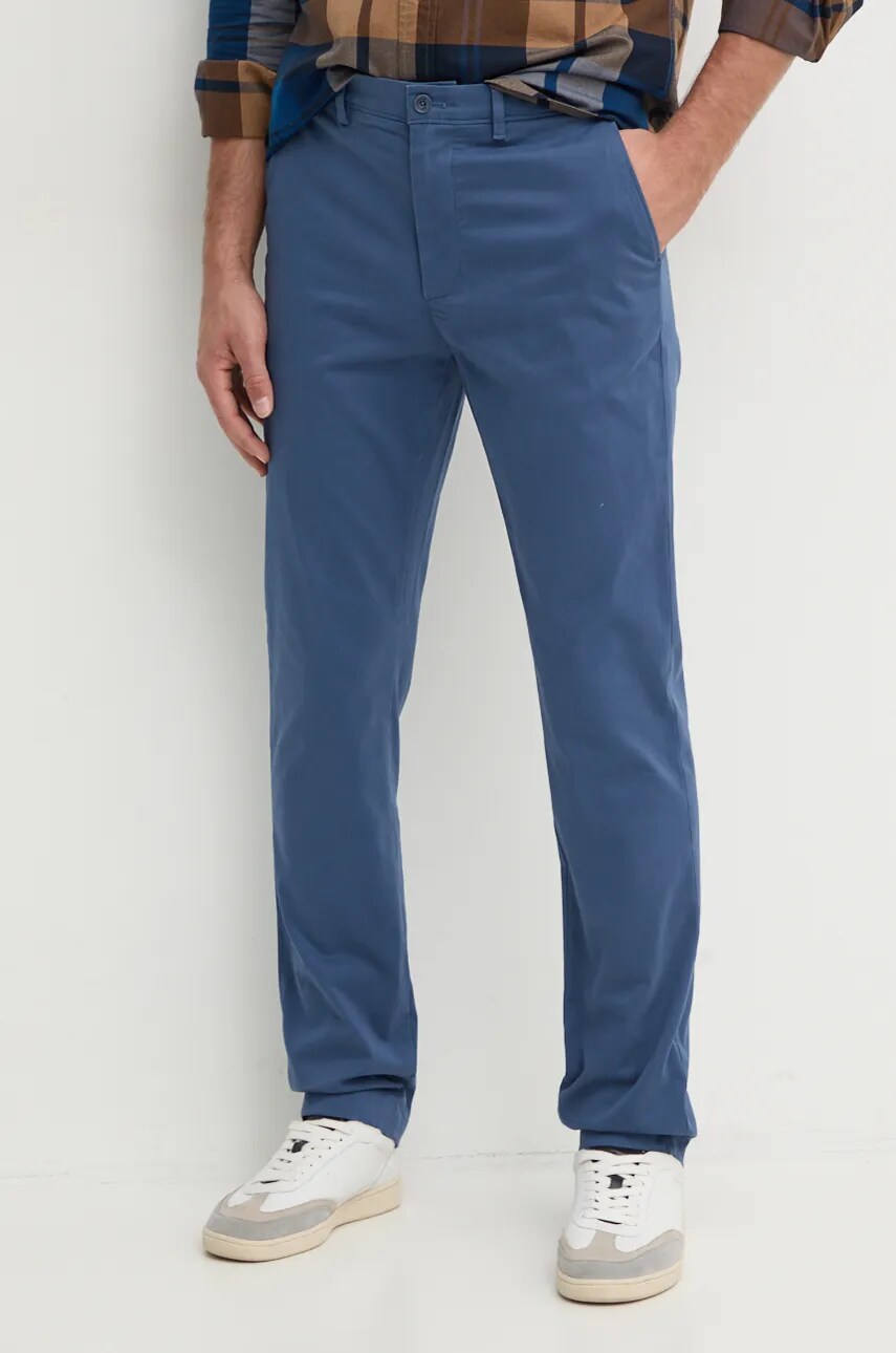 Levně Kalhoty Tommy Hilfiger pánské, modrá barva, ve střihu chinos, MW0MW37873