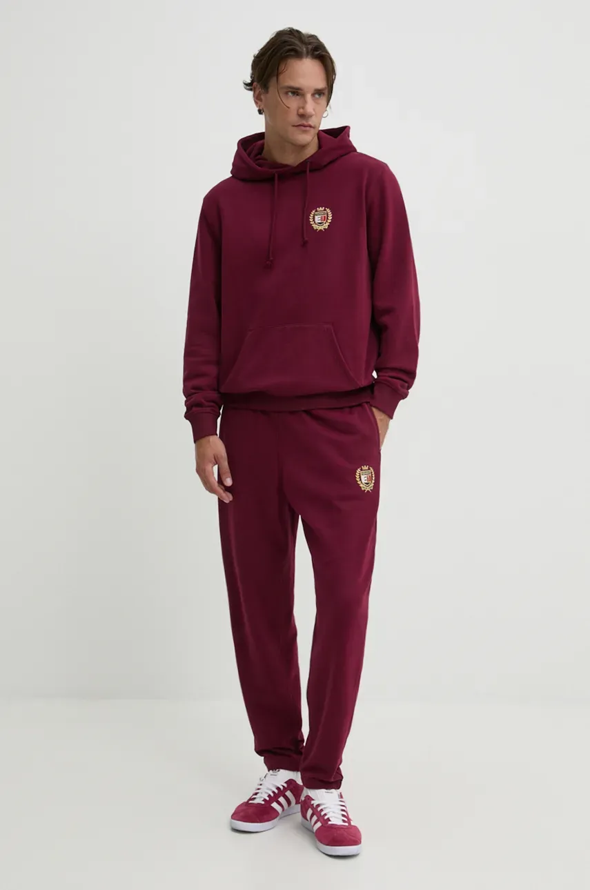 Бавовняні спортивні штани Tommy Jeans колір бордовий з аплікацією DM0DM19805
