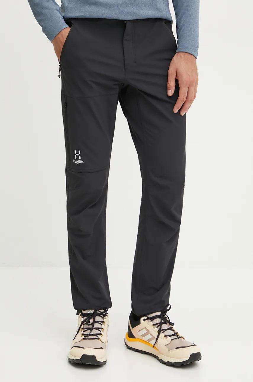 Haglöfs pantaloni de exterior Morän Softshell culoarea negru, 605404 Haglöfs pantaloni de exterior Morän Softshell culoarea negru, 605404