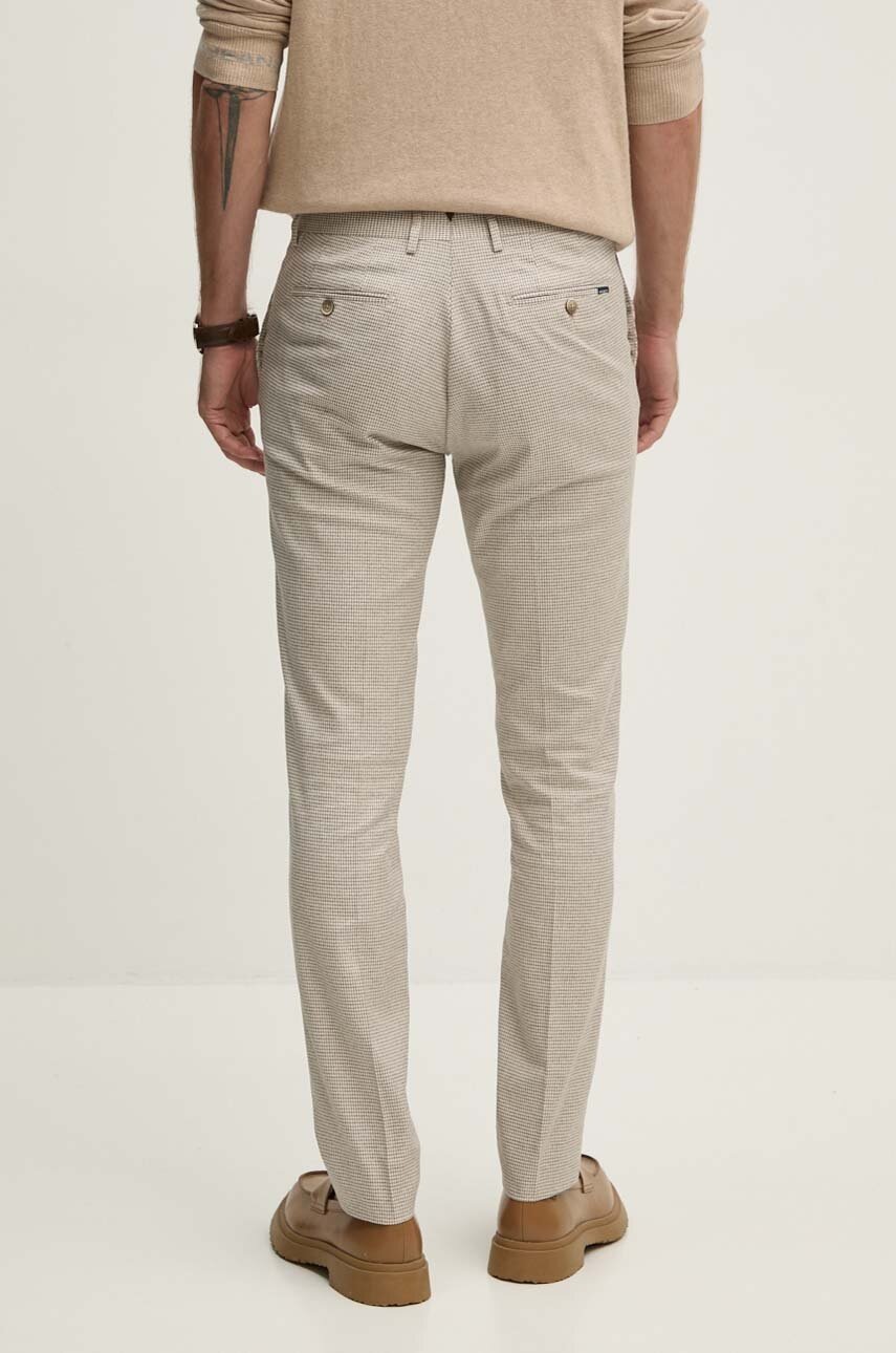 Штани Hackett London чоловічі колір бежевий облягаючі HM212626R 