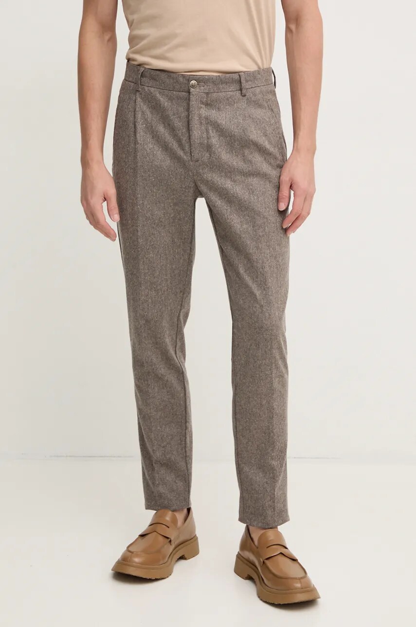 Hackett London pantaloni de lana culoarea maro, mulata, HM212660R Hackett London pantaloni de lana culoarea maro, mulata, HM212660R